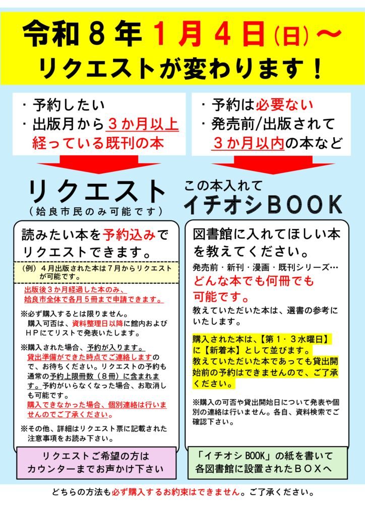 告知）新リクエストについての予告のサムネイル